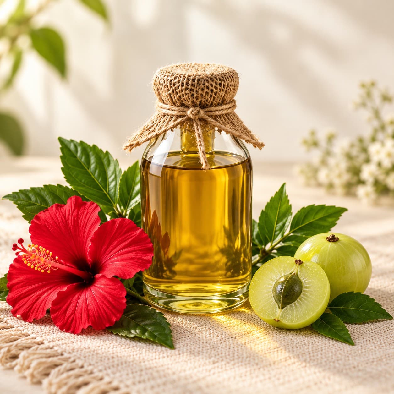 Golden hair oil with botanicals and green amla