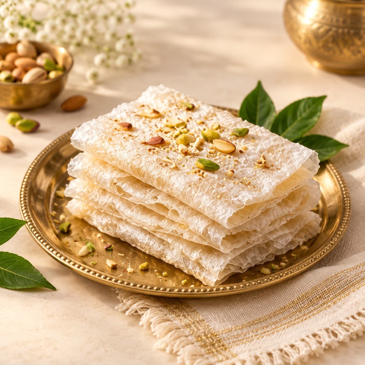 Andhra putharekulu sweets on a serving plate